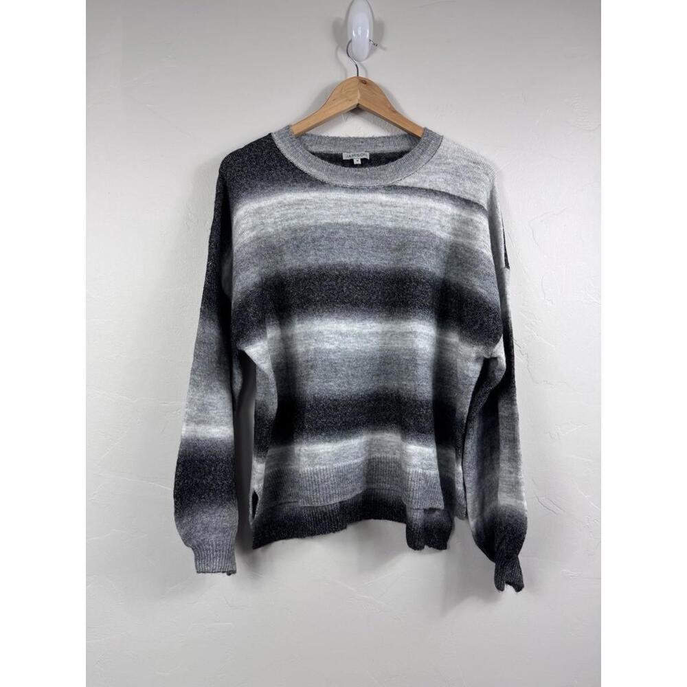 Jamison Gray Wool Blend Ombre Pullover Sweater Women's M Balloon Sleeve High Low